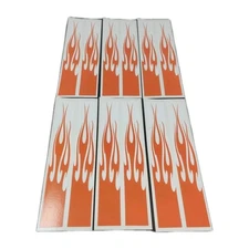 12 Pack 7" Arrow Wraps: White w/ Fire Orange Flames:  Vinyl Stickers: 1" Wide