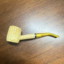 Medico Corn Cob Tobacco Pipe Poker Shape Yellow Beige Stem Collectible Smoking
