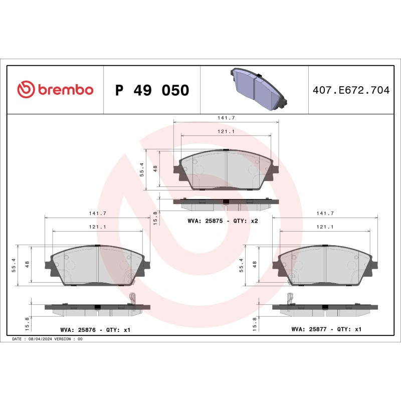 Für BREMBO P 49 050 HAM PADS. FRONT FRONT Akebono MAZDA/MAZDA (CHANGAN) - Bild 4