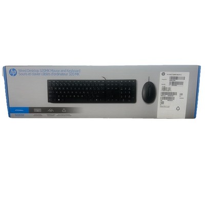 HP Wired Desktop 320MK Mouse and Keyboard Black - New Factory Sealed
