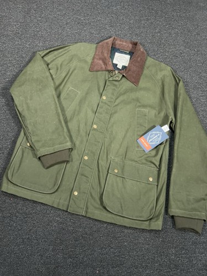 #ad #ad New St John’s Bay Barn Jacket Men’s XL Green Waxed Canvas Chore Corduroy Collar $59.95
