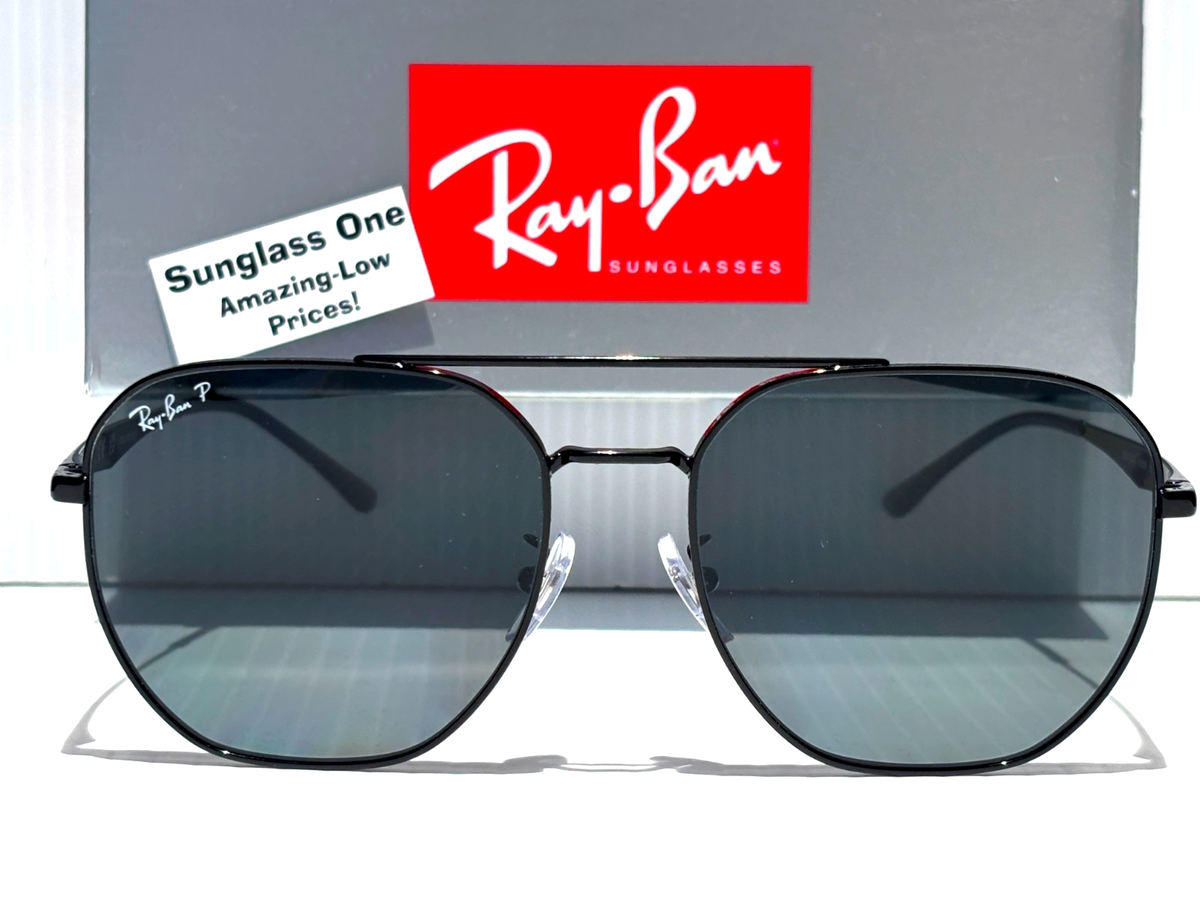 NEW Ray Ban Shiny Black POLARIZED Dark Grey Lens Sunglass RB 3724D