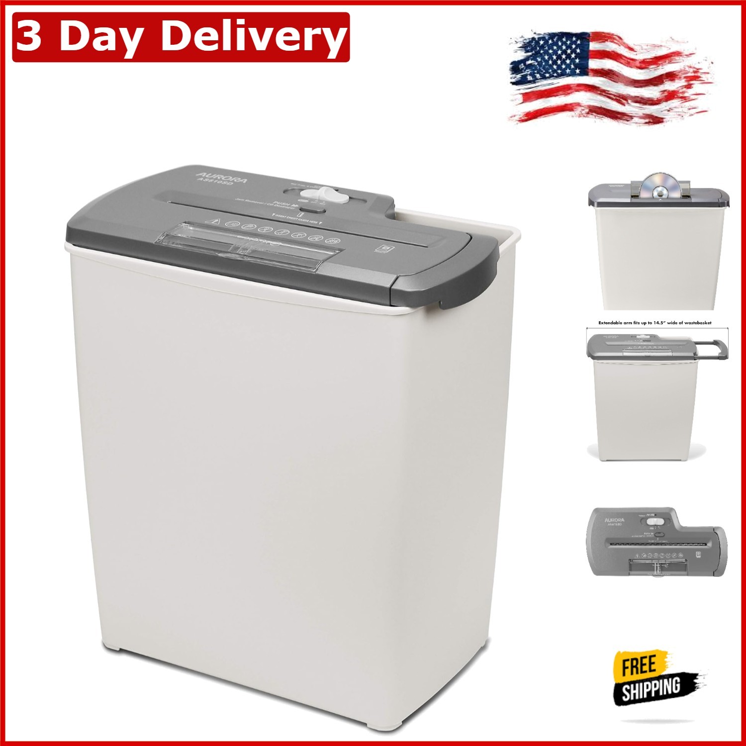 AS810SD 8-Sheet Strip-Cut Shredder for Paper, CDs & Credit C