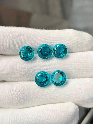 Certified 25 Ct Ct (5 Pcs) Natural Paraiba Tourmaline Neon Blue Loose Gemstone - Picture 2 of 6