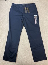 Lee Relaxed Fit Straight Leg Pants Women's 16 Blue Wrinkle Free Stretch NWT