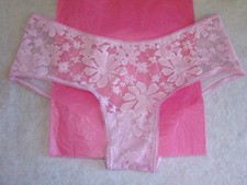 New Victoria s Secret PINK Lilac Pink Floral Sequence Lace Cheeky Panty