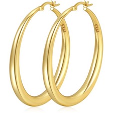 Gold Hoop Earrings Hypoallergenic Gold Hoops Chunky Large Thick Hoops Lightwe...