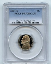 2001 S 5C Jefferson Nickel PCGS PR70DCAM