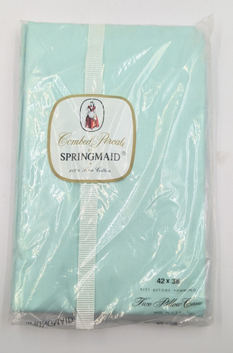 VTG SPRINGMAID COMBED PERCALE PILLOWCASES DOUBLE FLAT AND FITTED SHEETS MINT WOW - Picture 4 of 7