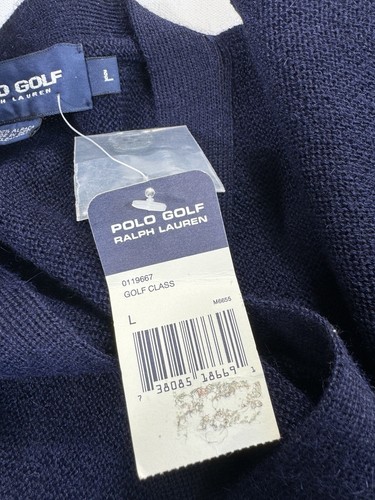 Polo Golf Ralph Lauren Men’s Large button Cardigan 100% alpaca NWT Preppy Navy - Picture 4 of 8