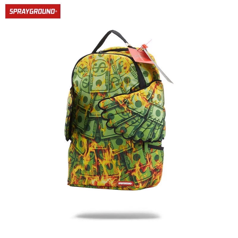 New Authentic Sprayground Fire Money Duffel Bag