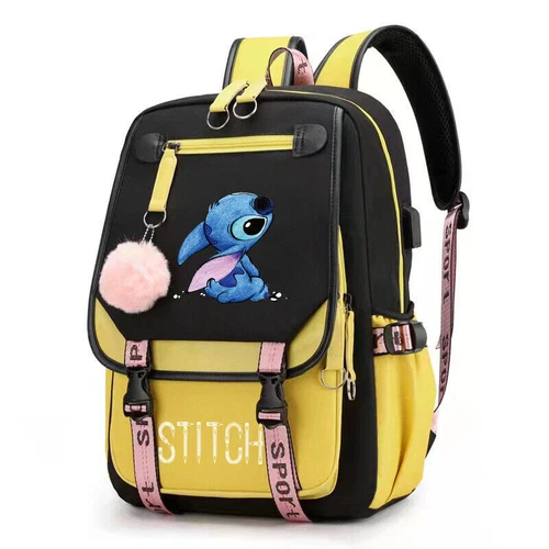 Anime Stitch Estudiantes Usb Mochila Niños Niñas Mochila de Viaje Bolso Escolar - Imagen 8 de 29