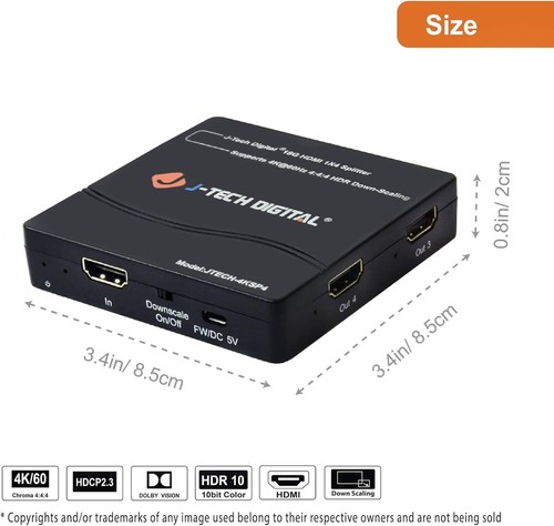 Dolby Vision 4K HDMI Splitter - 1 ingresso a 4 uscite con supporto audio premium - Foto 4 di 8