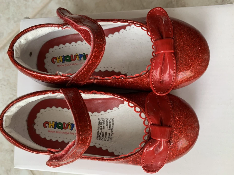 Red Shoes Dressy Glitter Girls Shoes, Size 24 EU Toddler - Image 2 of 4