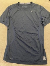 Mens Nike Pro Spandex Blue Fitted Jock Football Compression Shirt Small