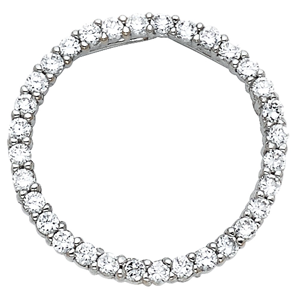 CZ Circle Charm 14k White Gold Pendant Round Circle Of Life Medal 18 x 18 mm eBay