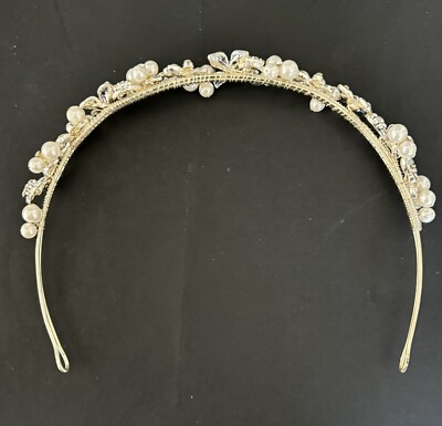 Davids Bridal Crystal & Pearl Flower Bridal Headband | eBay display picture 2