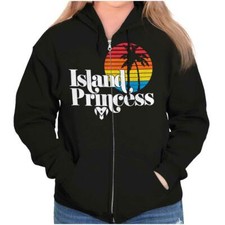 Puerto Rico Island Princess Boricua Sunset Womens Zip Hooded Sweatshirt Hoodie