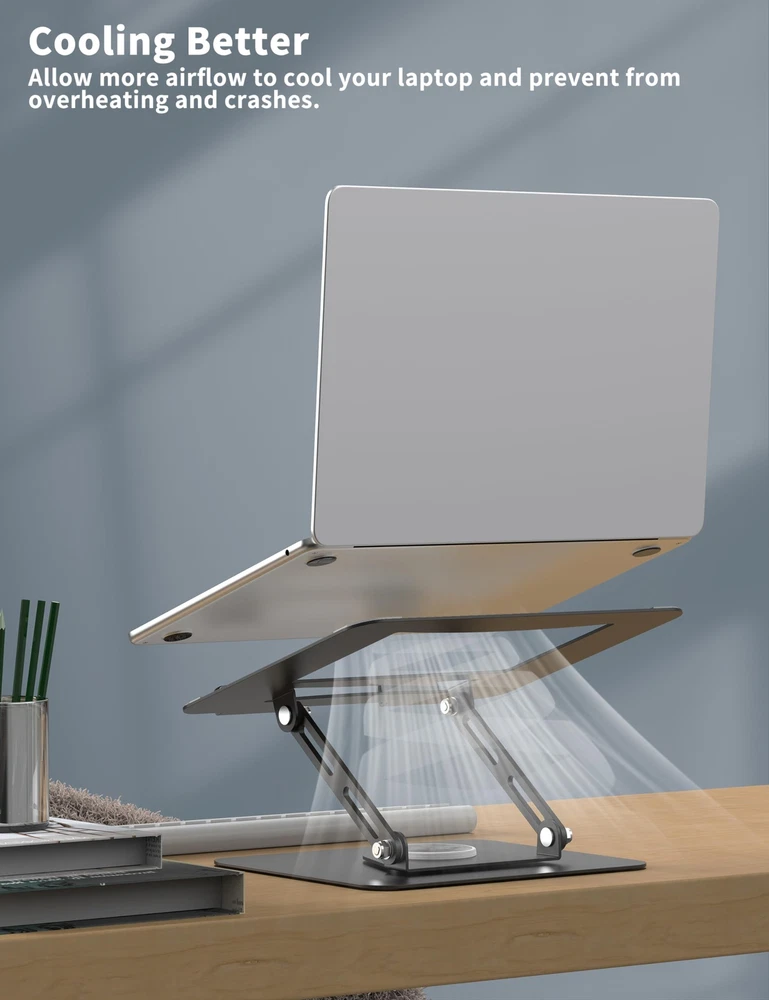Laptop Stand for Desk with 360 Rotating Base Multi-Angle Adjustable Laptop St...