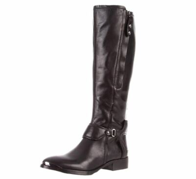 NEW Sam Edelman Women Presley US 7.5 Black Leather Knee High Ridding Zip Boots 