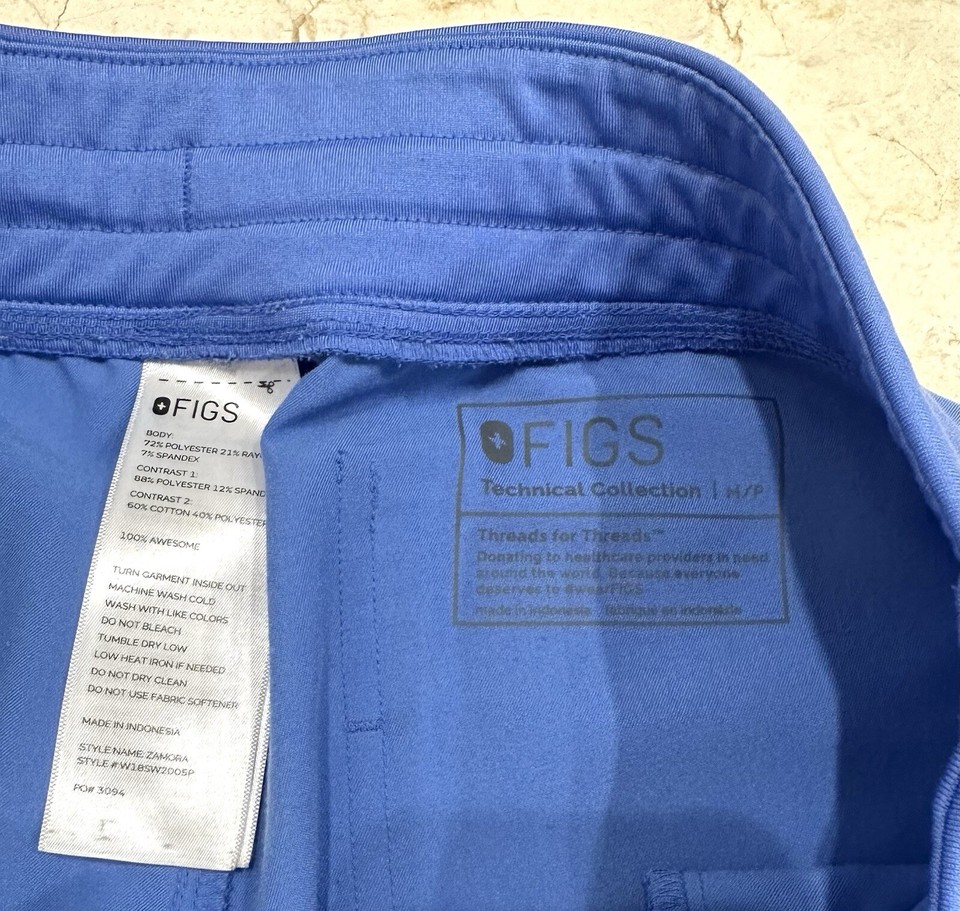 Figs Blue Drawstring Scrub Pants RN 142256 Women M eBay