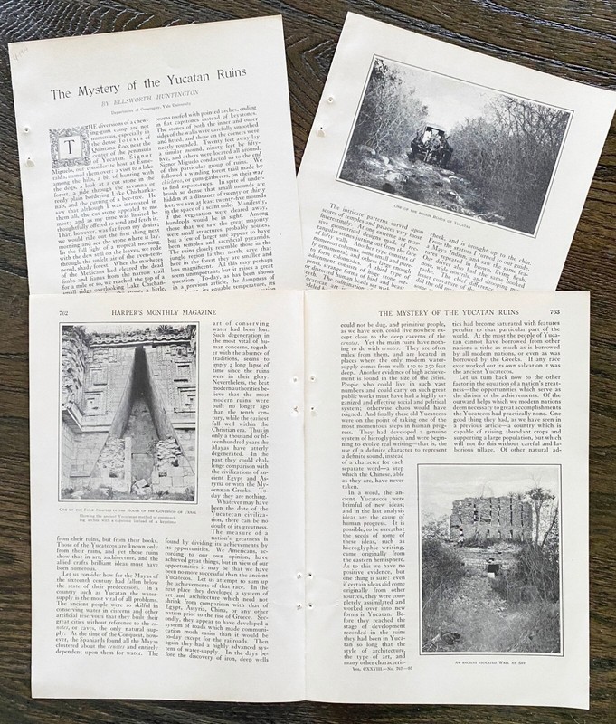 1914 MYSTERY OF YUCATAN RUINS Print Article&Photos~Chac-Multum,Temple@Kabah,Sayi