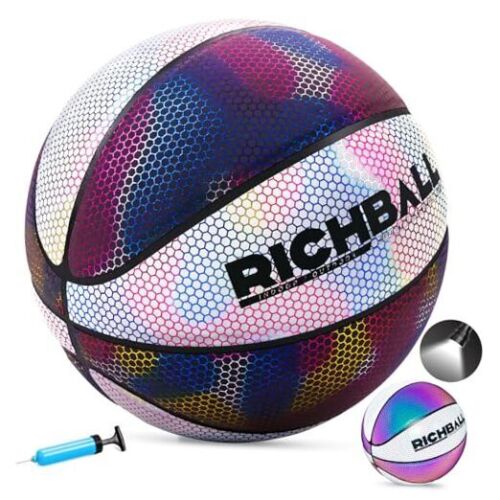Richball Holographic Glowing Reflective Basketball, Size 7 Luminous Basket  - Picture 1 of 7