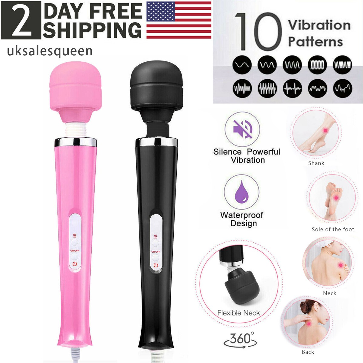 vibrating massage stick 20 Speed Electric Handheld Vibrating Massager Wand Full Body Massage Stick+Box