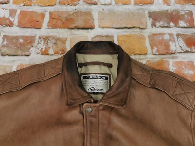 Chevignon Registered Vintage Pilot Leather Jacket Cappuccino Brown