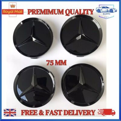 4x Mercedes Alloy Wheel Centre Hub Caps 75mm A B C E S M Class AMG ...