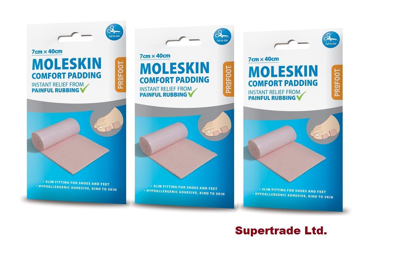 Molepad Profoot Moleskin Roll Comfort Padding Sheet Instantly Relieves - 7cm X ...