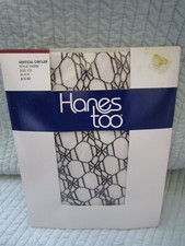 Vintage Hanes Too Pantyhose   Vertical Circles Fishnet Black Size C/D NOS
