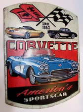 Corvette Since 1953 America's Sportscar 10.95"x14.6" 2000s GM Open Road Tin Sign