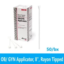 5/ Pack - OB/ GYN Applicator, 8", Rayon Tipped, Plastic Shaft, 50/bx,  Total 250