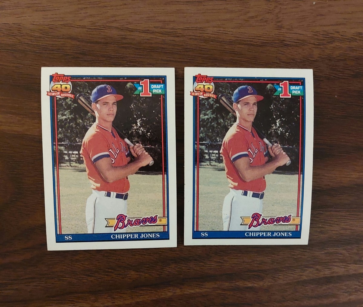1991 Topps - #333 Chipper Jones (RC) 40 Years Of Baseball (Lot of 2) Rare Card 1991 Topps - #333 Chipper Jones (RC) 40 Years Of Baseball (Lot of 2) Rare Card