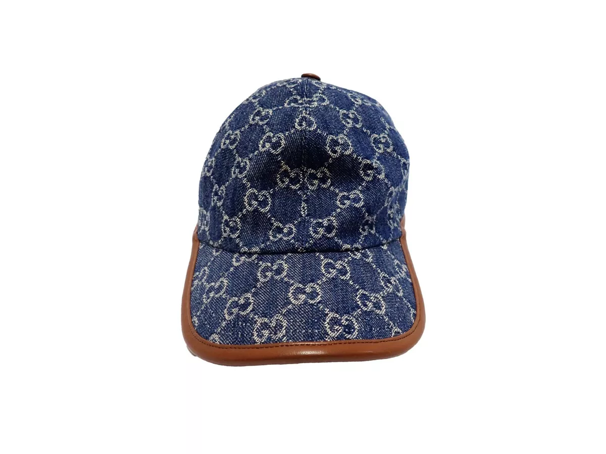 Authentique chapeau casquette GUCCI denim de baseball bleu taille M 58 cm