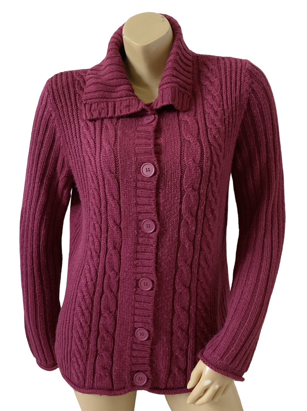 FADED GLORY Womens Size Large Magenta Pink Acrylic Button Up