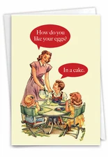 1 Funny Birthday Card with Envelope - Eggs In Cake C4651BDG