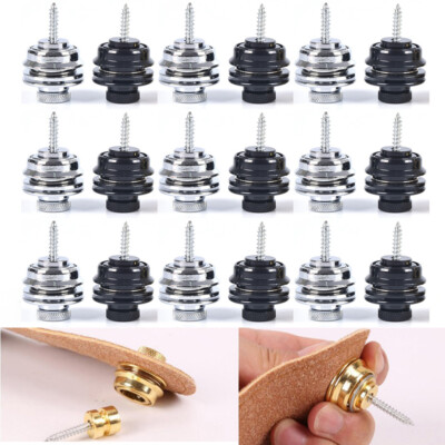 4/12 PCS Guitar Bass Strap Buttons and Locks Flat Round Head  Lock Buttons USAA