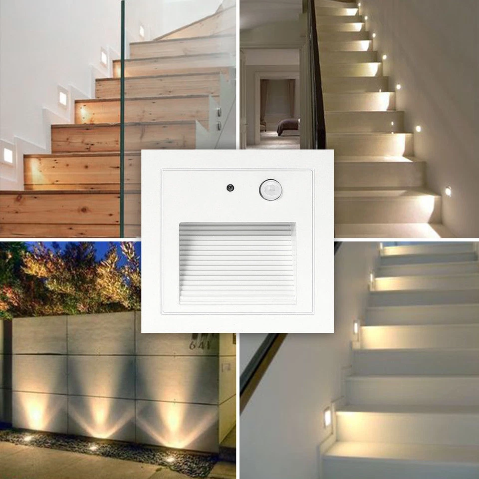 3W 230V LED Wandeinbauleuchte Strahler Treppe Stufenlicht mit Bewegungsmelder - Bild 4 von 4