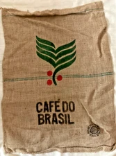 Cafe' Do Brasil Burlap Sack 36" X 27" Wall Art, Garden, Games, Crafts~~Lot #G