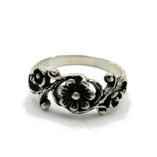 Stylish Genuine Sterling Silver Ring Hallmarked Solid 925 Flowers Handmade