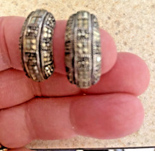 VINTAGE STERLING SILVER & MARCASITE SIGNED FAS 925   PIERCED EARRINGS
