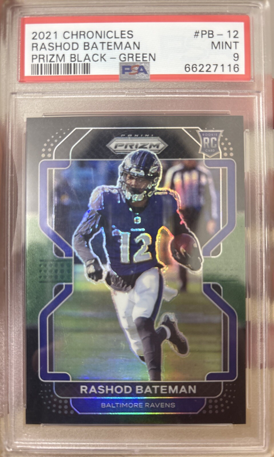 2021 Panini Chronicles - Prizm Black Green Prizm #PB-12 Rashod Bateman /49 (RC)