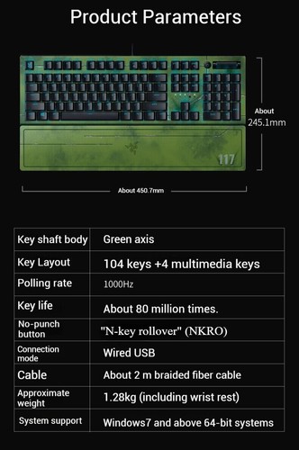 Razer BlackWidow V3HALO Mechanical Gaming Keyboard RGB Backlit 104Keys USB Wired - Picture 5 of 12