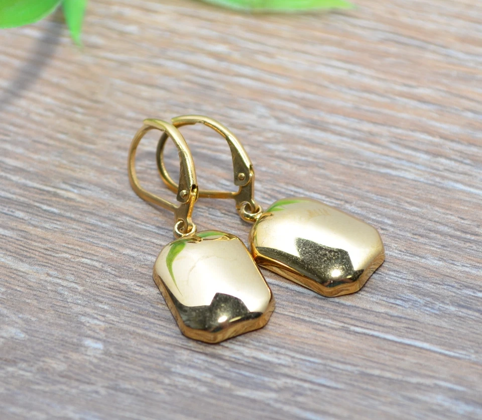 KRISTALL Brisur Ohrhänger Ohrringe gold EDELSTAHL Glas rechteckig goldfarbe - Bild 2 von 2