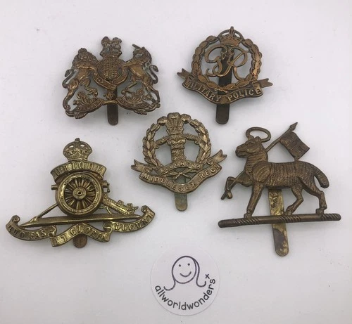 Vintage British Military Cap Badges Job Lot WW1/WW2 Brass