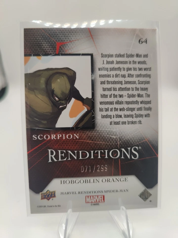 2024 Renditions Spider- Man. Scorpion - Hobgoblin Orange 71/299 - Image 2 of 2