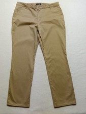 LEE Womens Sz 16M Relaxed Fit Straight Leg Mid Rise Beige Stretch 36x30.5