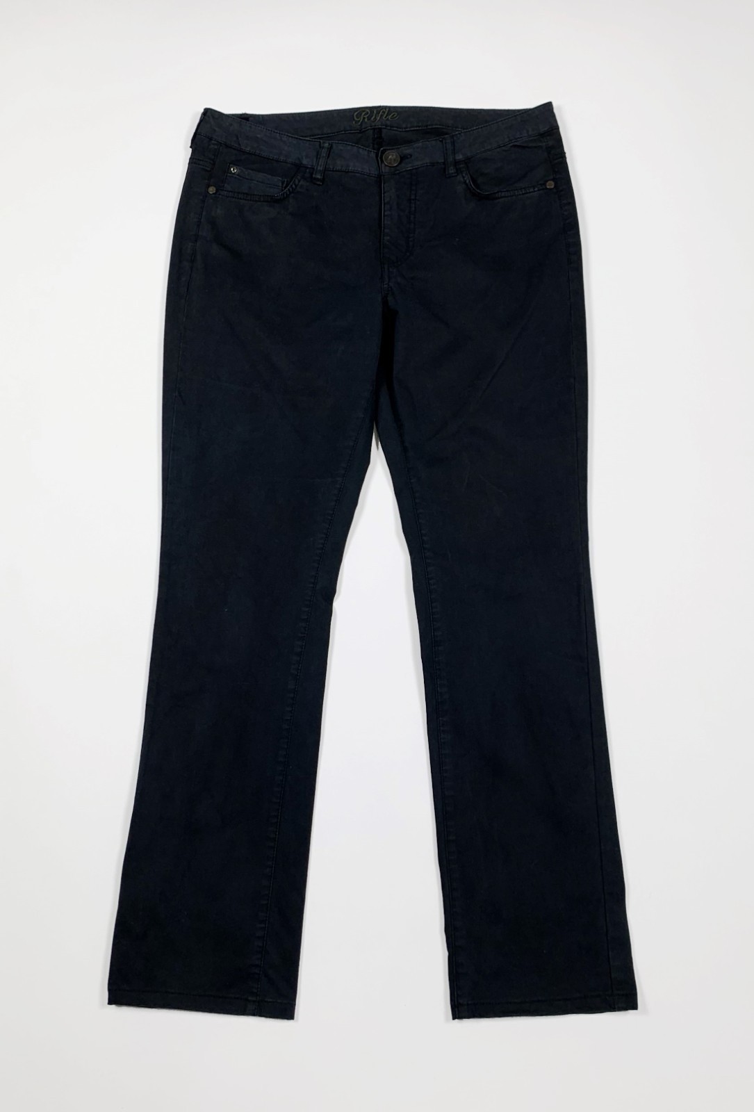 Rifle narissa pantalone donna usato W30 tg 44 nero gamba dritta trousers T8055